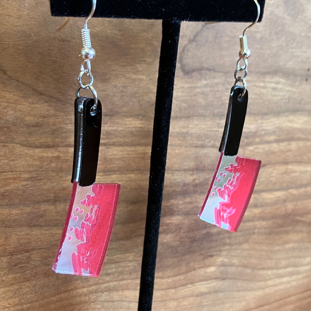 Bloody Knife Handmade Earrings - Picture 3 of 3